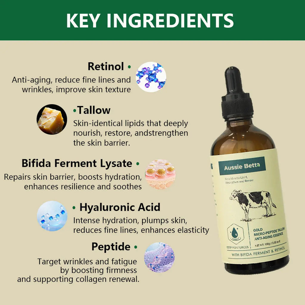 Aussie Betta Golden Micro-Peptide Tallow Serum-Gentle Anti-Aging for Sensitive Skin Aussie Betta